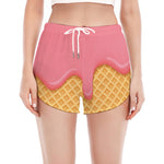 Pink Ice Cream Melted Print Women's Split Running Shorts