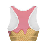 Pink Ice Cream Melted Print Women's Sports Bra