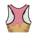 Pink Ice Cream Melted Print Women's Sports Bra