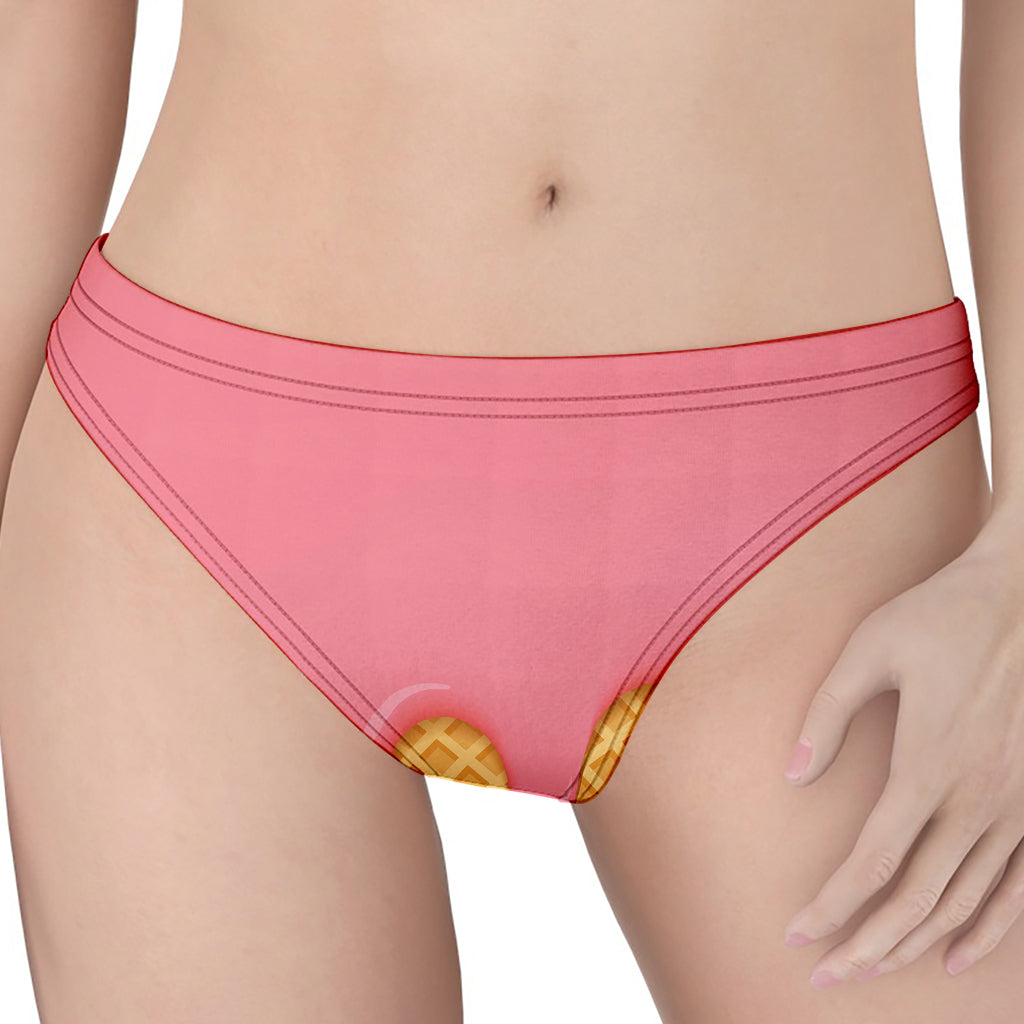 Pink Ice Cream Melted Print Women's Thong