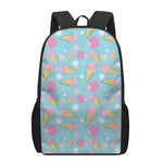 Pink Ice Cream Pattern Print 17 Inch Backpack