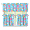 Pink Ice Cream Pattern Print 3 Piece Kitchen Curtains