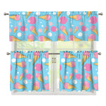 Pink Ice Cream Pattern Print 3 Piece Kitchen Curtains