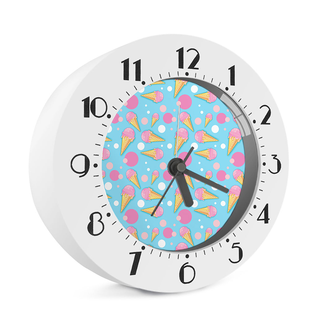 Pink Ice Cream Pattern Print Alarm Clock