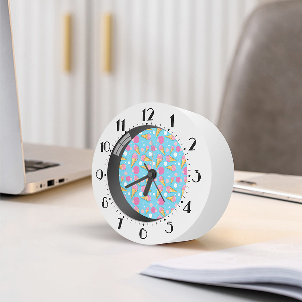 Pink Ice Cream Pattern Print Alarm Clock