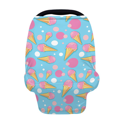 Pink Ice Cream Pattern Print Baby Seat Cover