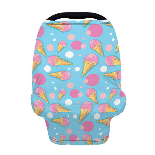 Pink Ice Cream Pattern Print Baby Seat Cover