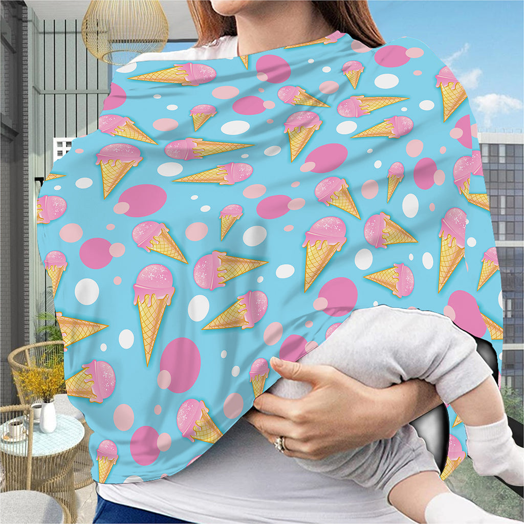 Pink Ice Cream Pattern Print Baby Seat Cover