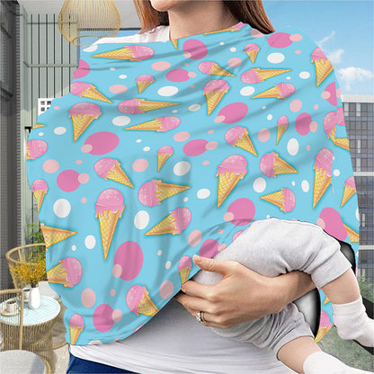 Pink Ice Cream Pattern Print Baby Seat Cover