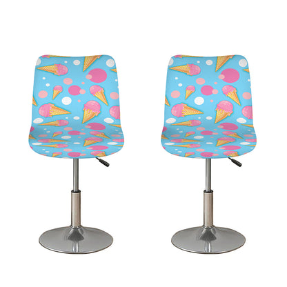 Pink Ice Cream Pattern Print Bar Stool Covers