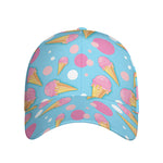 Pink Ice Cream Pattern Print Baseball Cap