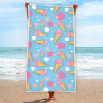 Pink Ice Cream Pattern Print Beach Towel
