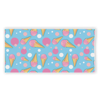 Pink Ice Cream Pattern Print Beach Towel
