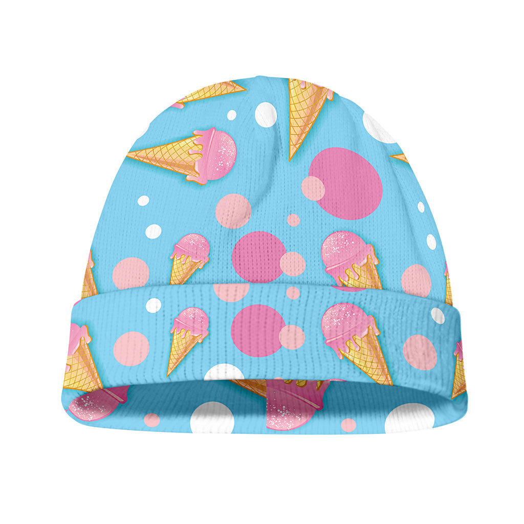 Pink Ice Cream Pattern Print Beanie