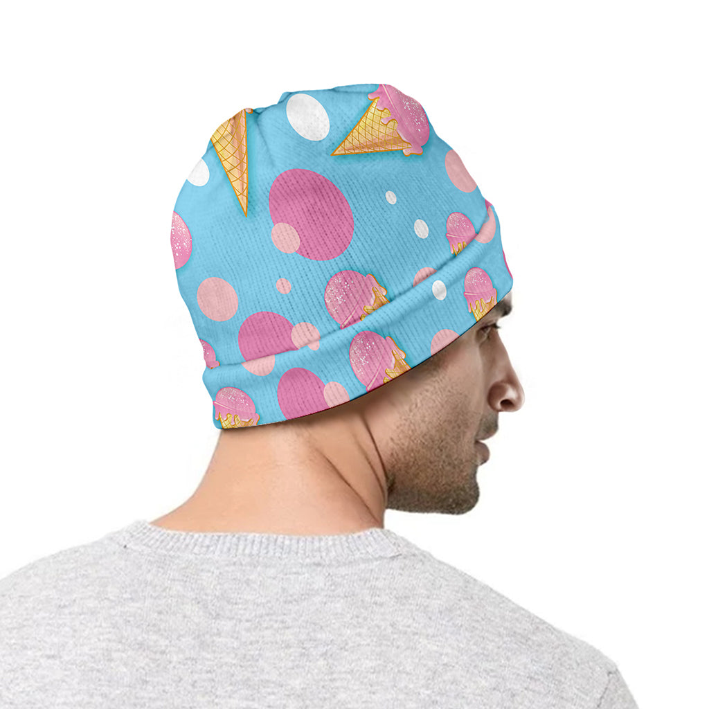 Pink Ice Cream Pattern Print Beanie
