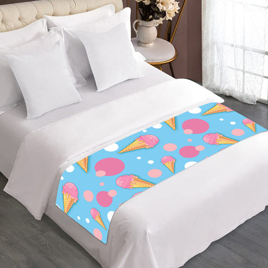 Pink Ice Cream Pattern Print Bed Runner