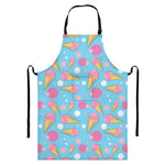 Pink Ice Cream Pattern Print Bib Apron With Pocket