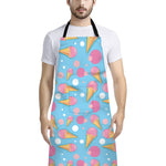 Pink Ice Cream Pattern Print Bib Apron With Pocket