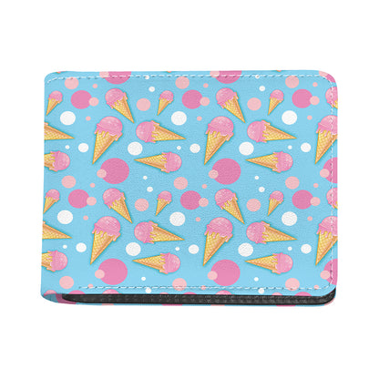 Pink Ice Cream Pattern Print Bifold Wallet