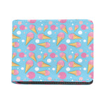 Pink Ice Cream Pattern Print Bifold Wallet