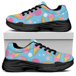 Pink Ice Cream Pattern Print Black Chunky Shoes