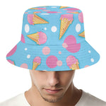 Pink Ice Cream Pattern Print Bucket Hat