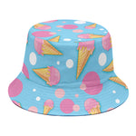 Pink Ice Cream Pattern Print Bucket Hat