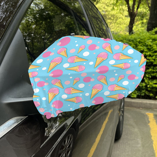 Pink Ice Cream Pattern Print Car Side Mirror Covers