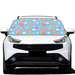 Pink Ice Cream Pattern Print Car Windshield Snow Cover