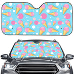Pink Ice Cream Pattern Print Car Windshield Sun Shade