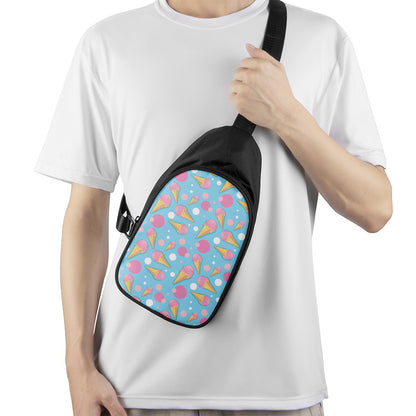 Pink Ice Cream Pattern Print Chest Bag