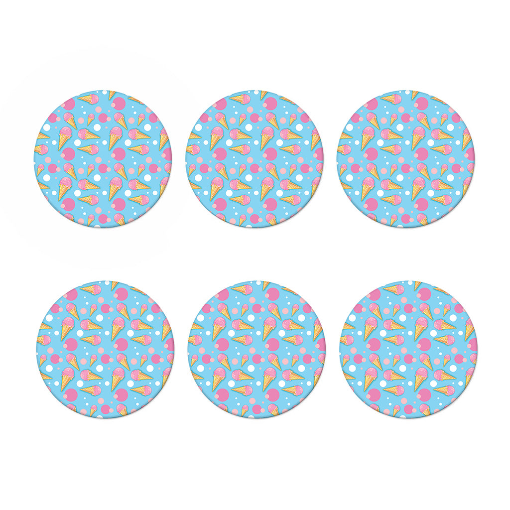 Pink Ice Cream Pattern Print Coaster Set