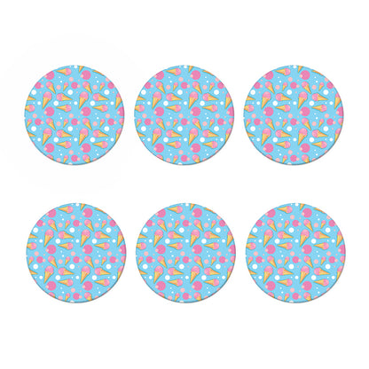 Pink Ice Cream Pattern Print Coaster Set