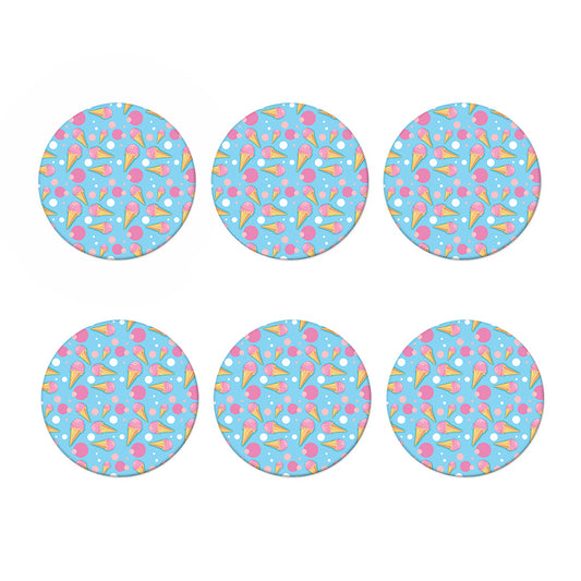 Pink Ice Cream Pattern Print Coaster Set