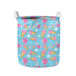 Pink Ice Cream Pattern Print Collapsible Laundry Basket