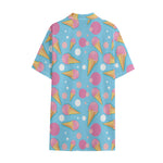 Pink Ice Cream Pattern Print Cotton Hawaiian Shirt