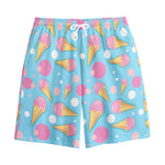 Pink Ice Cream Pattern Print Cotton Shorts