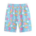Pink Ice Cream Pattern Print Cotton Shorts