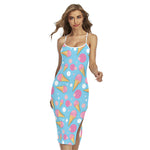 Pink Ice Cream Pattern Print Cross Back Cami Dress