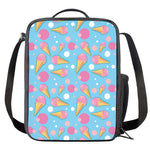 Pink Ice Cream Pattern Print Crossbody Lunch Bag