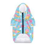 Pink Ice Cream Pattern Print Dog Zip Up Hoodie