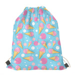 Pink Ice Cream Pattern Print Drawstring Bag