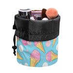 Pink Ice Cream Pattern Print Drawstring Makeup Bag