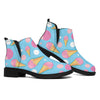 Pink Ice Cream Pattern Print Flat Ankle Boots