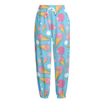 Pink Ice Cream Pattern Print Fleece Lined Knit Pants