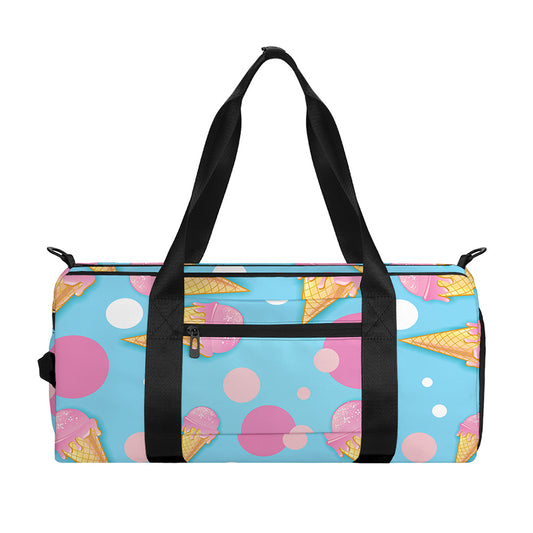 Pink Ice Cream Pattern Print Gym Bag