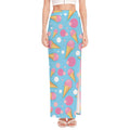 Pink Ice Cream Pattern Print High Slit Maxi Skirt