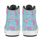 Pink Ice Cream Pattern Print High Top Leather Sneakers