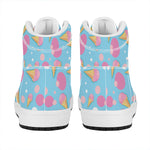 Pink Ice Cream Pattern Print High Top Leather Sneakers