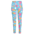 Pink Ice Cream Pattern Print High-Waisted Pocket Leggings